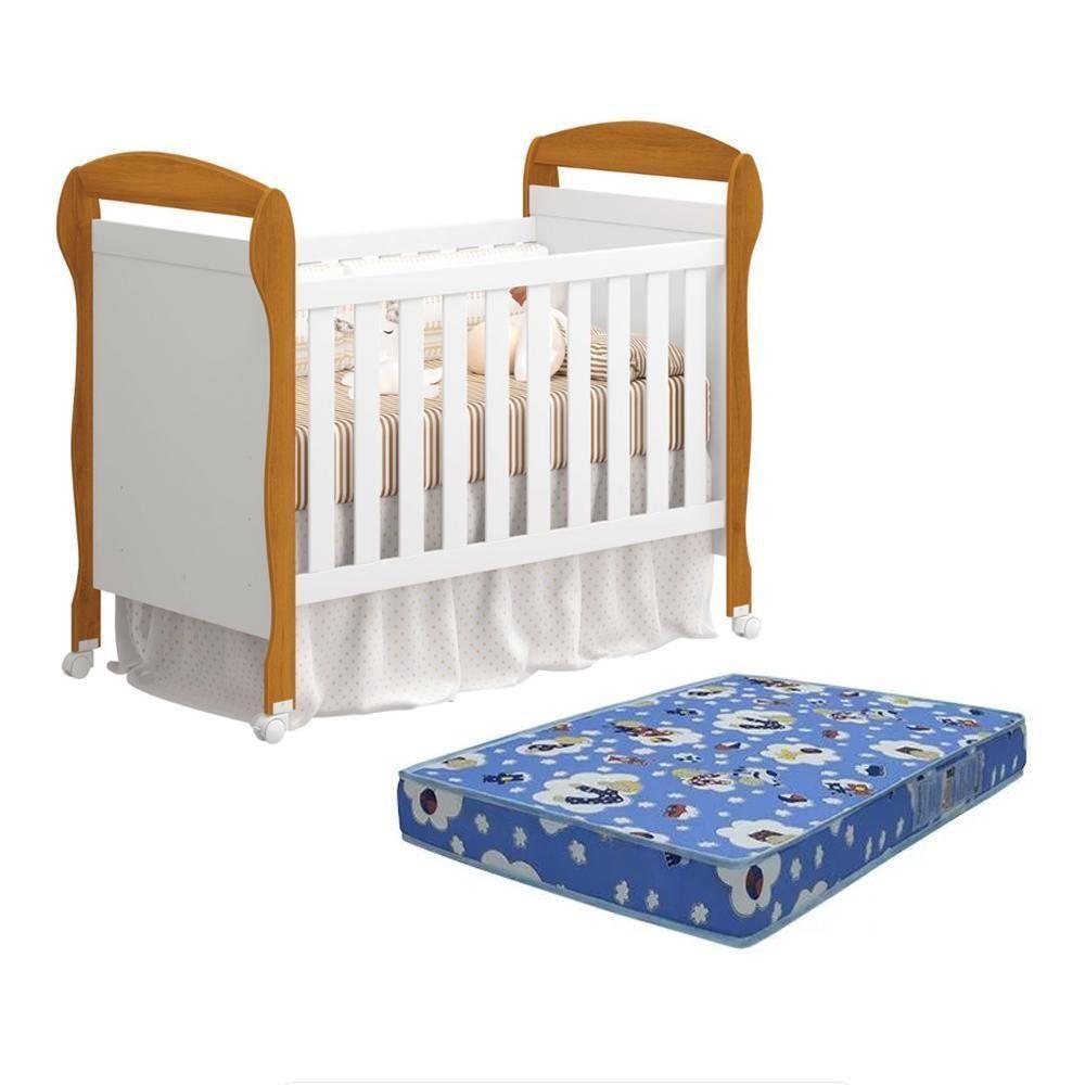 Berço Americano Danny Branco Savana Com Colchão D18 - Reller Móveis Branco Savana - 1