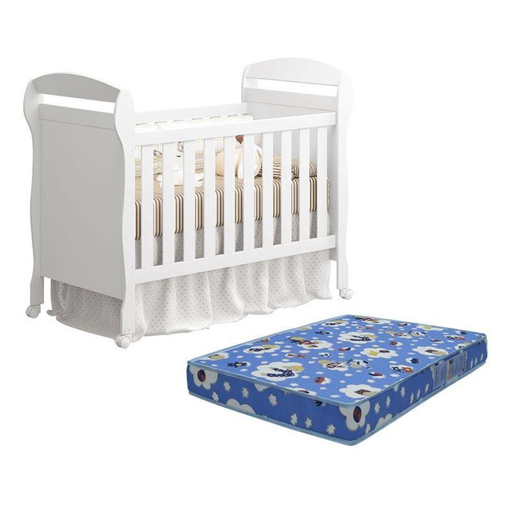 Berço Americano Danny Branco Fosco Com Colchão D18 - Reller Móveis Branco Fosco - 1