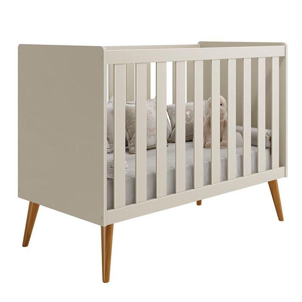 Berço Americano Isis Areia Com Colchão Baby Physical - Reller Móveis Areia - 4