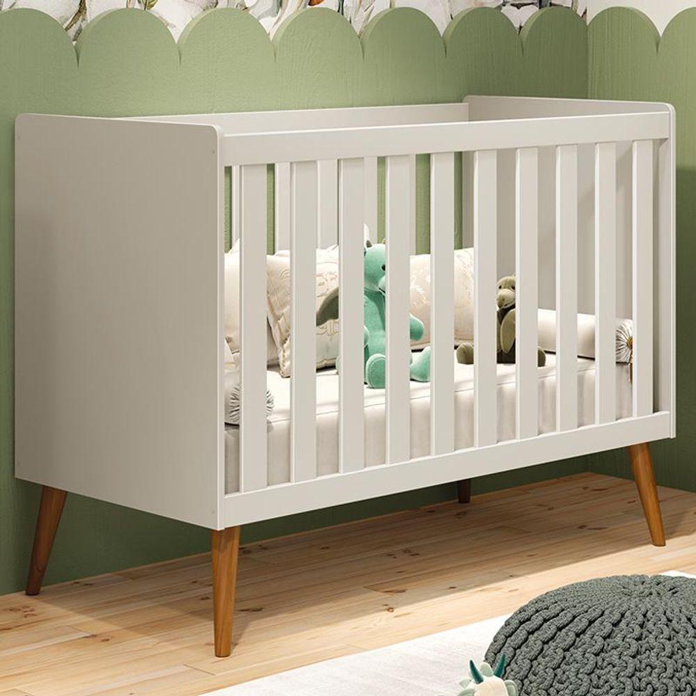 Berço Americano Isis Areia Com Colchão Baby Physical - Reller Móveis Areia - 5