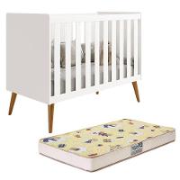 Berço Americano Isis Branco Com Colchão Supreme - Reller Móveis Branco - 1