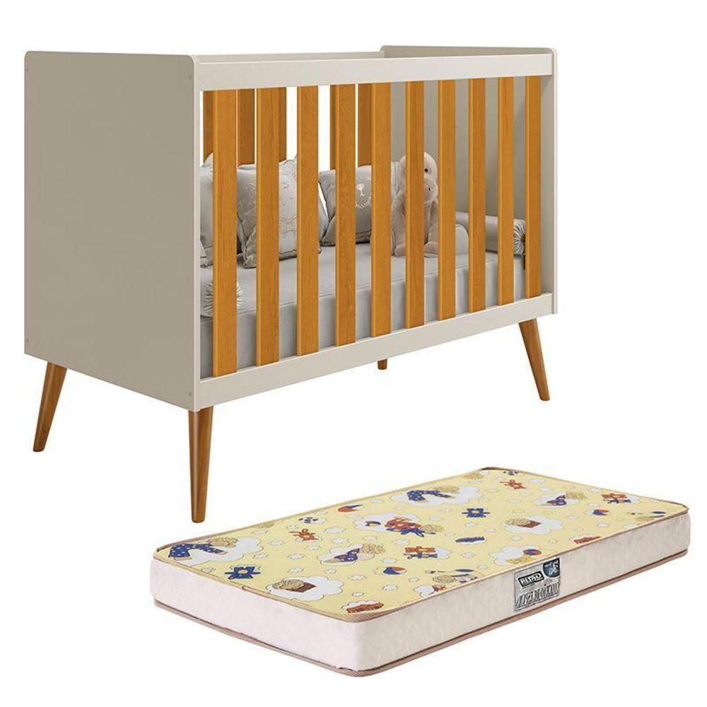Berço Americano Isis Areia Savana Com Colchão Supreme - Reller Móveis Areia Savana - 1