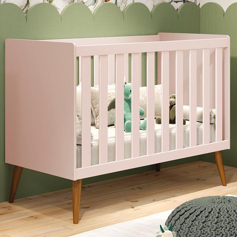 Berço Americano Isis Rosa Com Colchão Baby Physical - Reller Móveis Rosa - 6