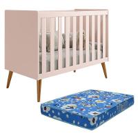 Berço Americano Isis Rosa Com Colchão Baby Physical - Reller Móveis Rosa - 1