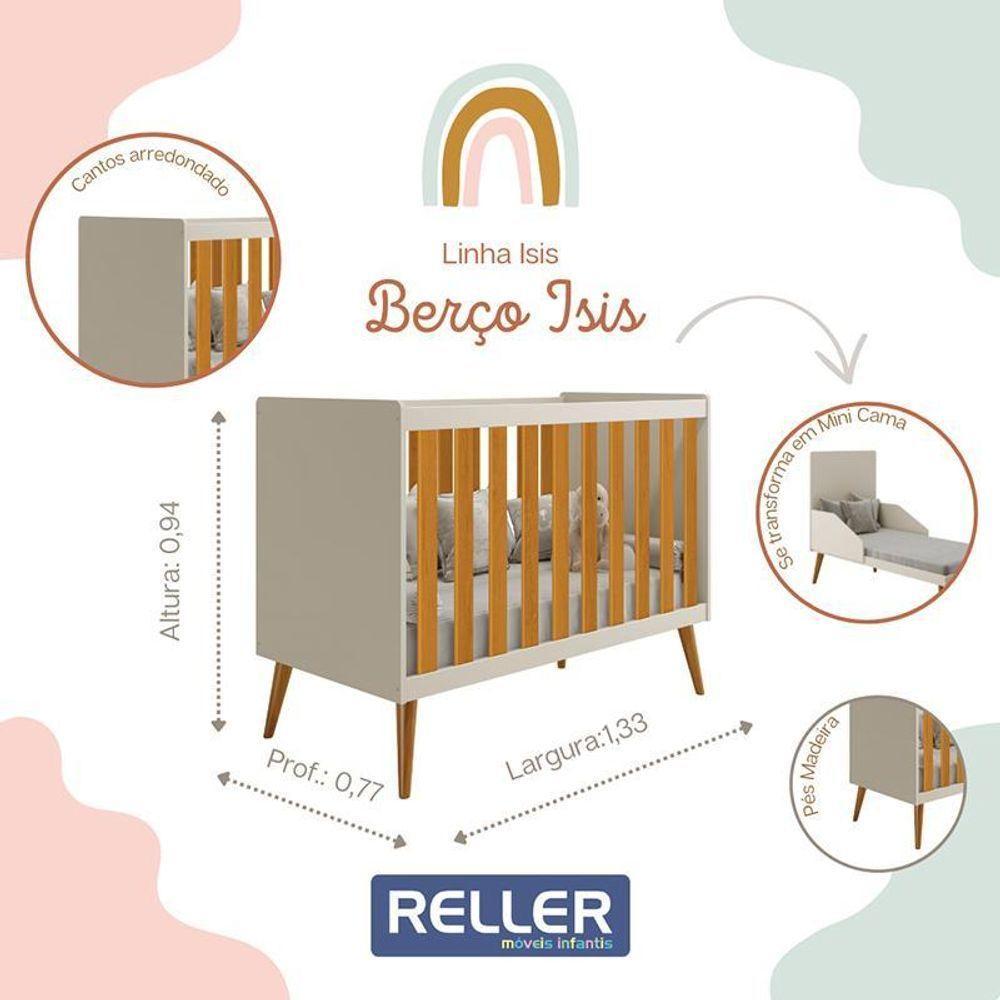 Berço Americano Isis Areia Savana Com Colchão Baby Physical - Reller Móveis Areia Savana - 3