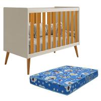 Berço Americano Isis Areia Savana Com Colchão Baby Physical - Reller Móveis Areia Savana - 1