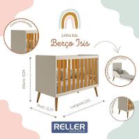 Berço Americano Isis Areia Savana Com Colchão Baby Physical - Reller Móveis Areia Savana - 3