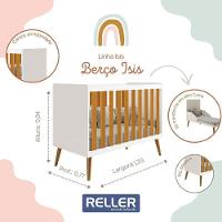 Berço Americano Isis Branco Savana Com Colchão Baby Physical - Reller Móveis Branco Savana - 3