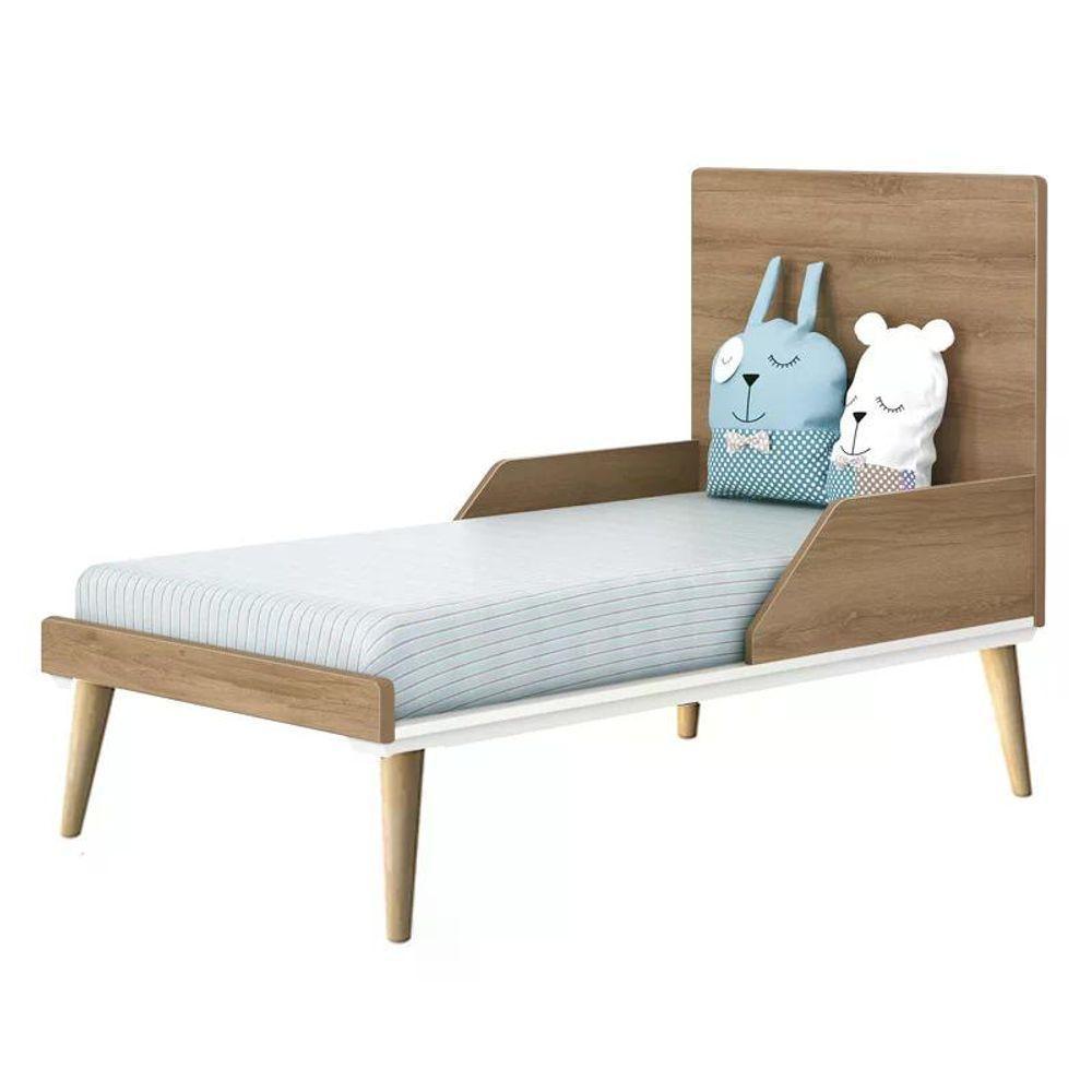 Berço Americano Theo Branco Fosco Mezzo Com Pés Madeira Natural E Colchão D18 - Reller Móveis Branco Fosco Mezzo - 2