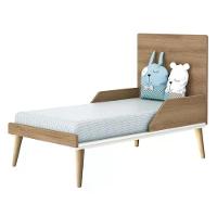 Berço Americano Theo Branco Fosco Mezzo Com Pés Madeira Natural E Colchão D18 - Reller Móveis Branco Fosco Mezzo - 2