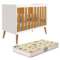 Berço Americano Isis Branco Savana Com Colchão Supreme - Reller Móveis Branco Savana - 1