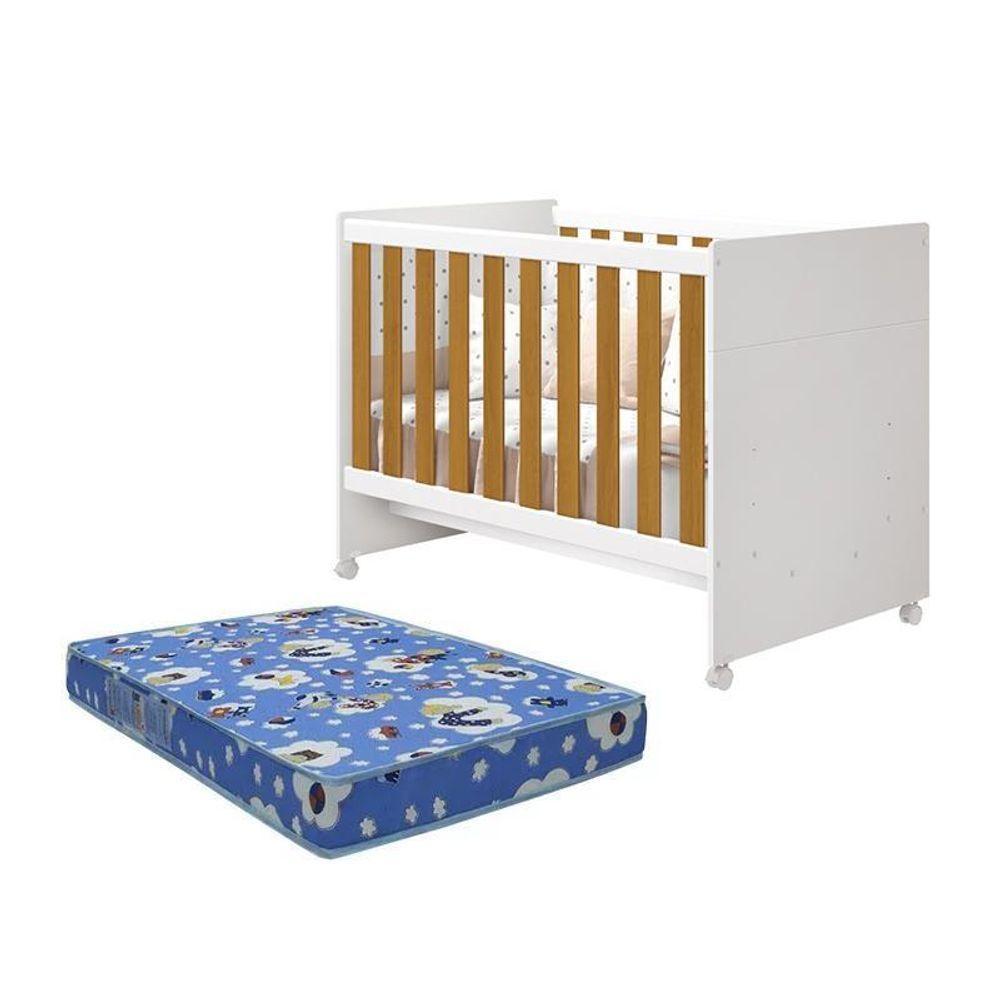 Berço Americano Katatau Branco Savana Com Colchão D18 - Reller Móveis Branco Savana - 1