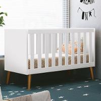 Berço Americano Theo Branco Fosco Pés Amadeirado Com Colchão D18 - Reller Móveis Branco Fosco - 6