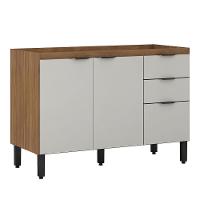 Balcão Firenze Pia 120cm 3 Portas 2 Gavetas Amêndola Nude Prime Sem Tampo - Demóbile Amêndola Nude Prime - 1
