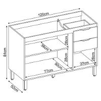 Balcão Firenze Pia 120cm 3 Portas 2 Gavetas Amêndola Nude Prime Sem Tampo - Demóbile Amêndola Nude Prime - 2