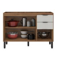 Balcão Firenze Pia 120cm 3 Portas 2 Gavetas Amêndola Nude Prime Sem Tampo - Demóbile Amêndola Nude Prime - 3