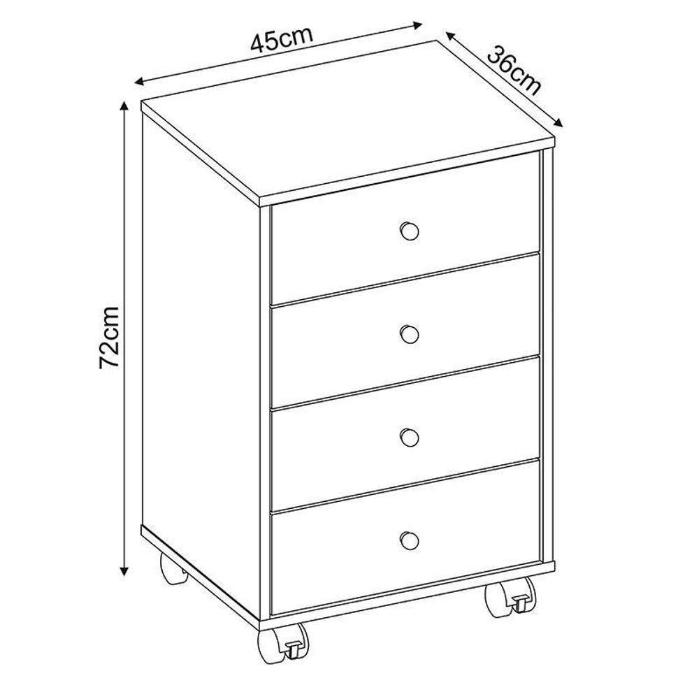 Mesa De Cabeceira Presence 4 Gavetas Grafito - Demóbile Grafito - 2