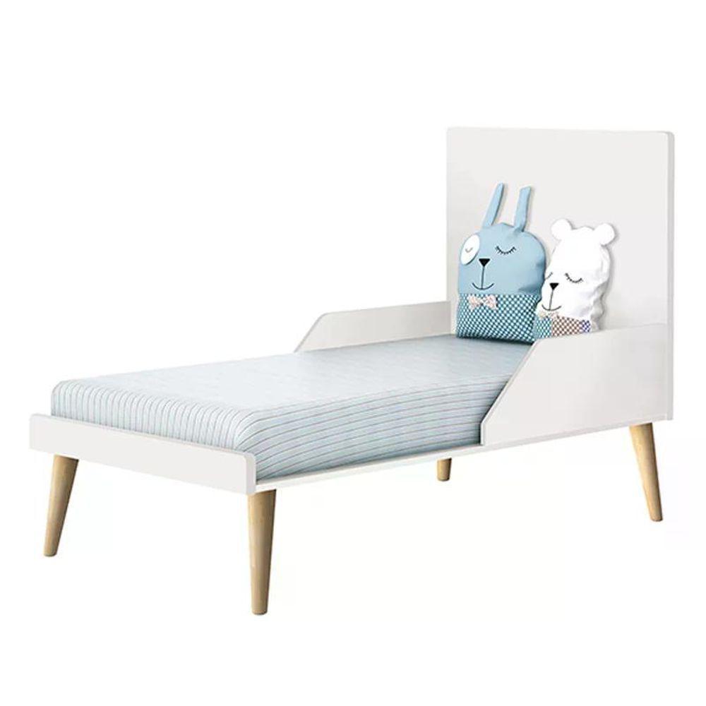 Berço Americano Theo Branco Fosco Com Pés Madeira Natural E Colchão D18 - Reller Móveis Branco Fosco - 2