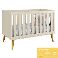 Berço Americano Theo Areia Fosco Pés Amadeirado Com Colchão D18 - Reller Móveis Areia Fosco - 3