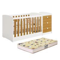 Berço Americano Multifuncional Atlanta Branco Fosco Savana Com Colchão Supreme - Reller Móveis Branco Fosco Savana - 1