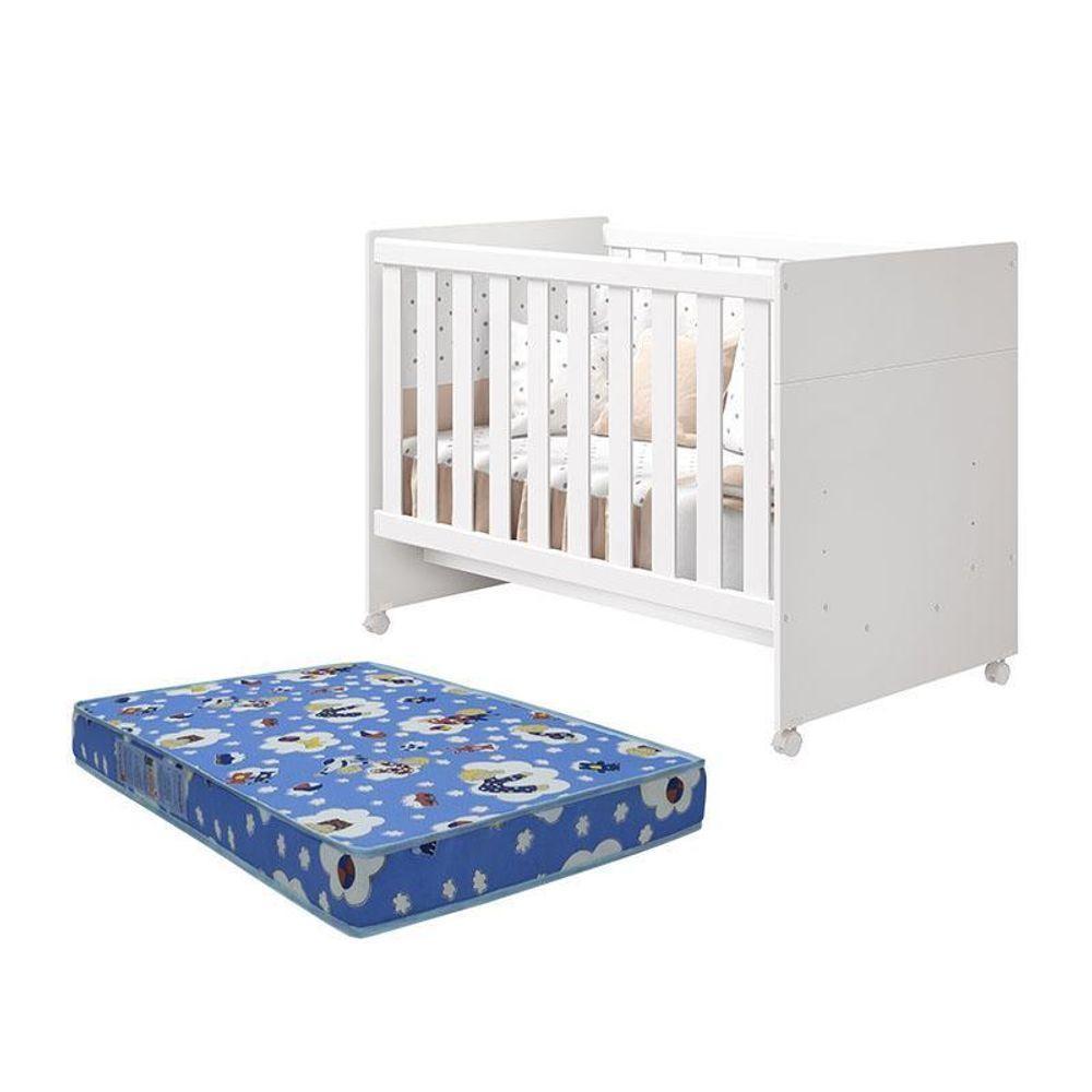Berço Americano Katatau Branco Fosco Com Colchão D18 - Reller Móveis Branco Fosco - 1