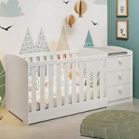 Berço Americano Multifuncional Atlanta Branco Fosco Com Colchão Physical - Reller Móveis Branco Fosco - 6