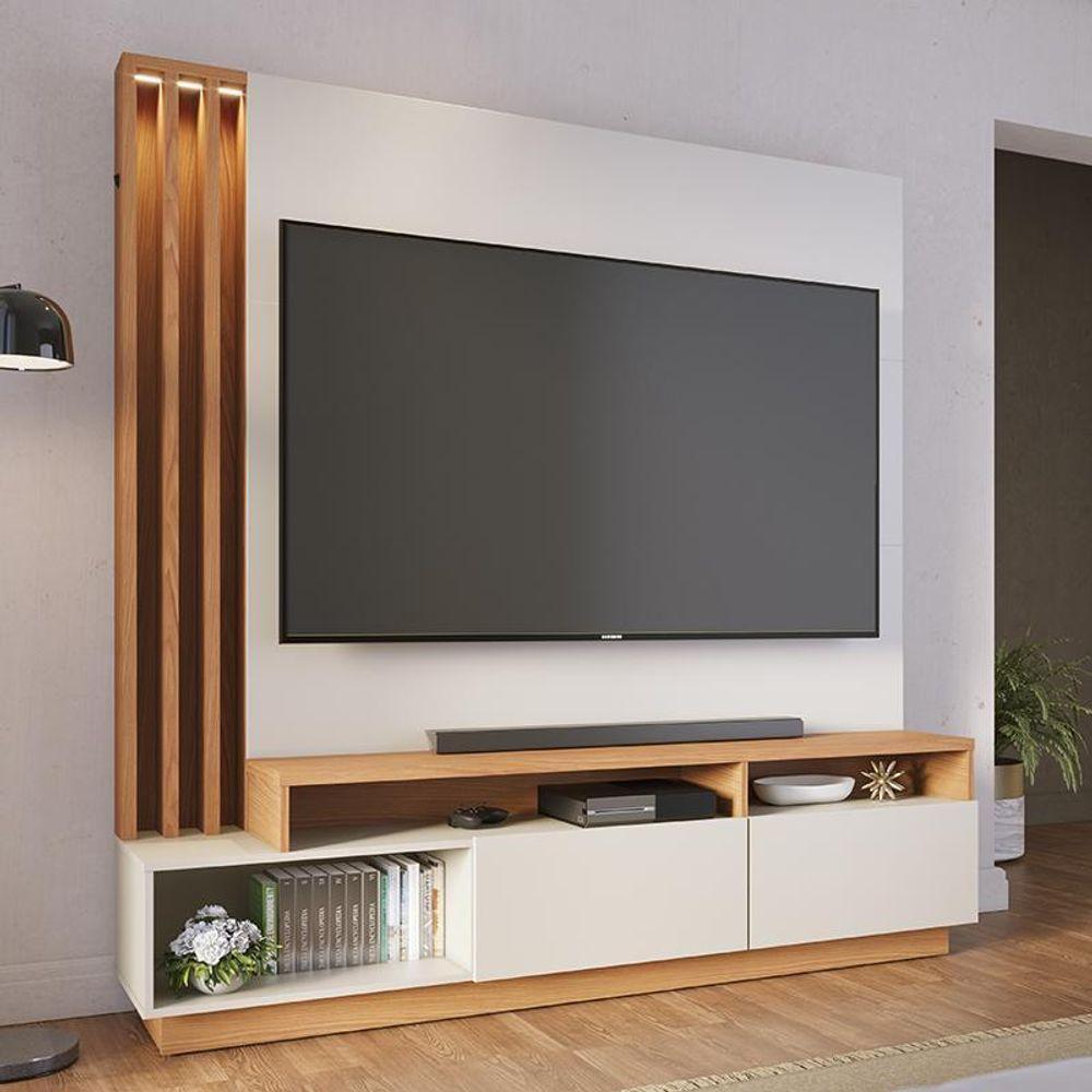 Estante Home Theater Humaitá Off White Matte Freijó Para Tv De 75 - Colibri Off White Matte Freijó - 6