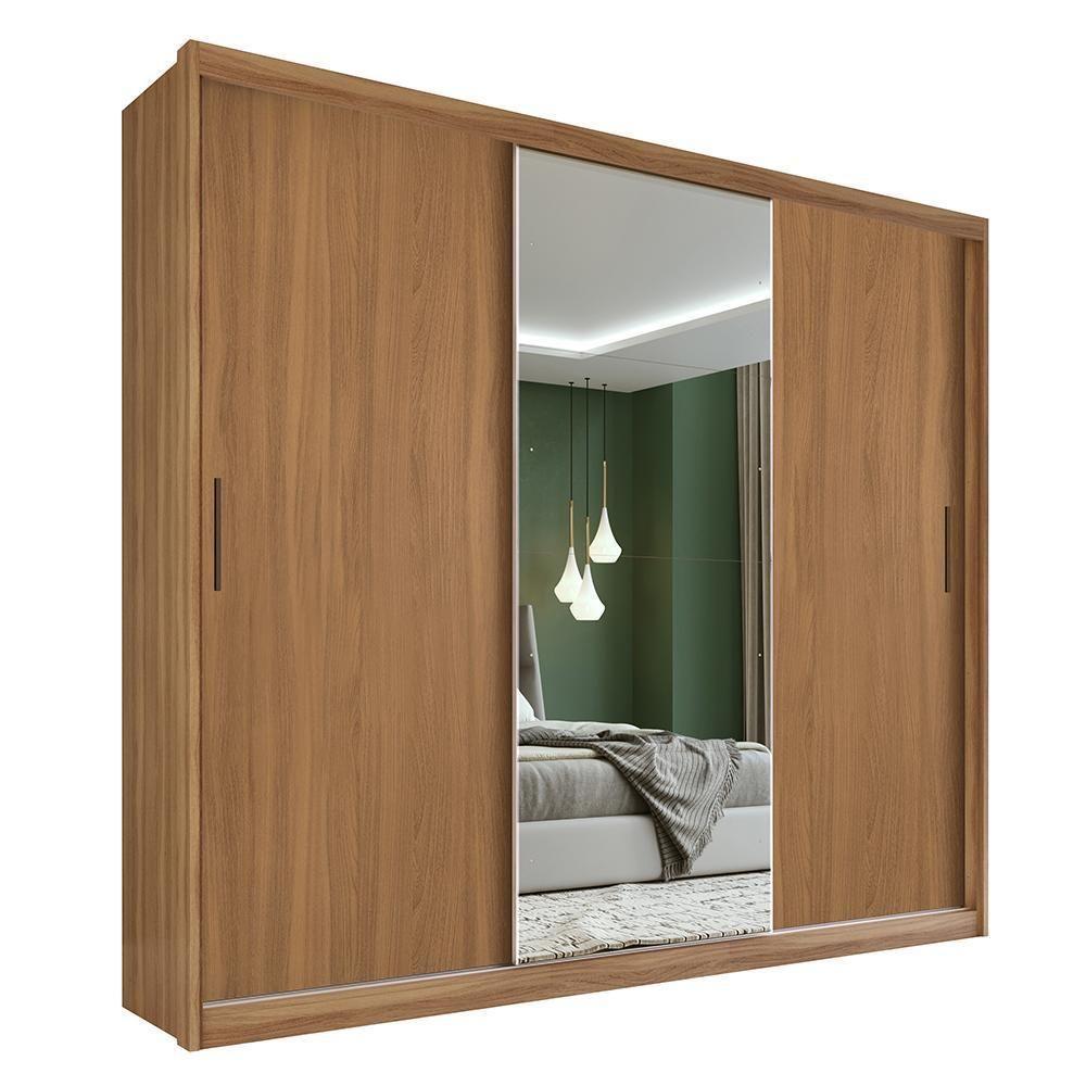 Guarda Roupa Dalila 3 Portas, 2 Gavetas E 4 Cabideiros Flex Amêndola Com Espelho - Demóbile Amêndola - 1