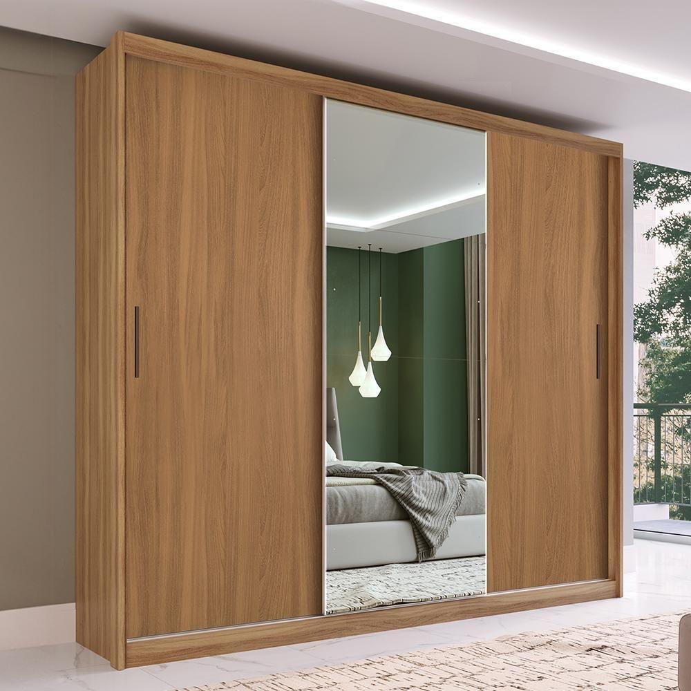 Guarda Roupa Dalila 3 Portas, 2 Gavetas E 4 Cabideiros Flex Amêndola Com Espelho - Demóbile Amêndola - 4
