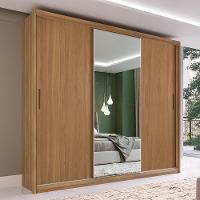 Guarda Roupa Dalila 3 Portas, 2 Gavetas E 4 Cabideiros Flex Amêndola Com Espelho - Demóbile Amêndola - 4