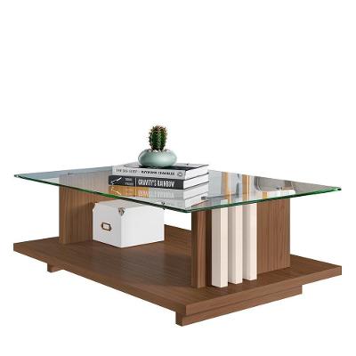 Mesa De Centro Frizz Naturale Off White Com Tampo De Vidro - Madetec Naturale Off White