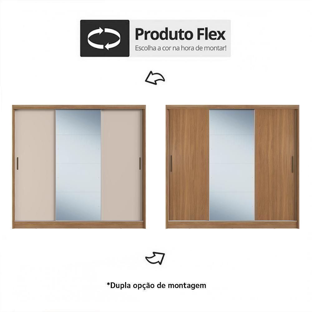 Guarda Roupa Dalila 3 Portas, 2 Gavetas E 4 Cabideiros Flex Amêndola Off White Com Espelho - Demóbile Amêndola Off White - 2