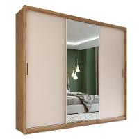 Guarda Roupa Dalila 3 Portas, 2 Gavetas E 4 Cabideiros Flex Amêndola Off White Com Espelho - Demóbile Amêndola Off White - 1