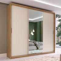 Guarda Roupa Dalila 3 Portas, 2 Gavetas E 4 Cabideiros Flex Amêndola Off White Com Espelho - Demóbile Amêndola Off White - 4