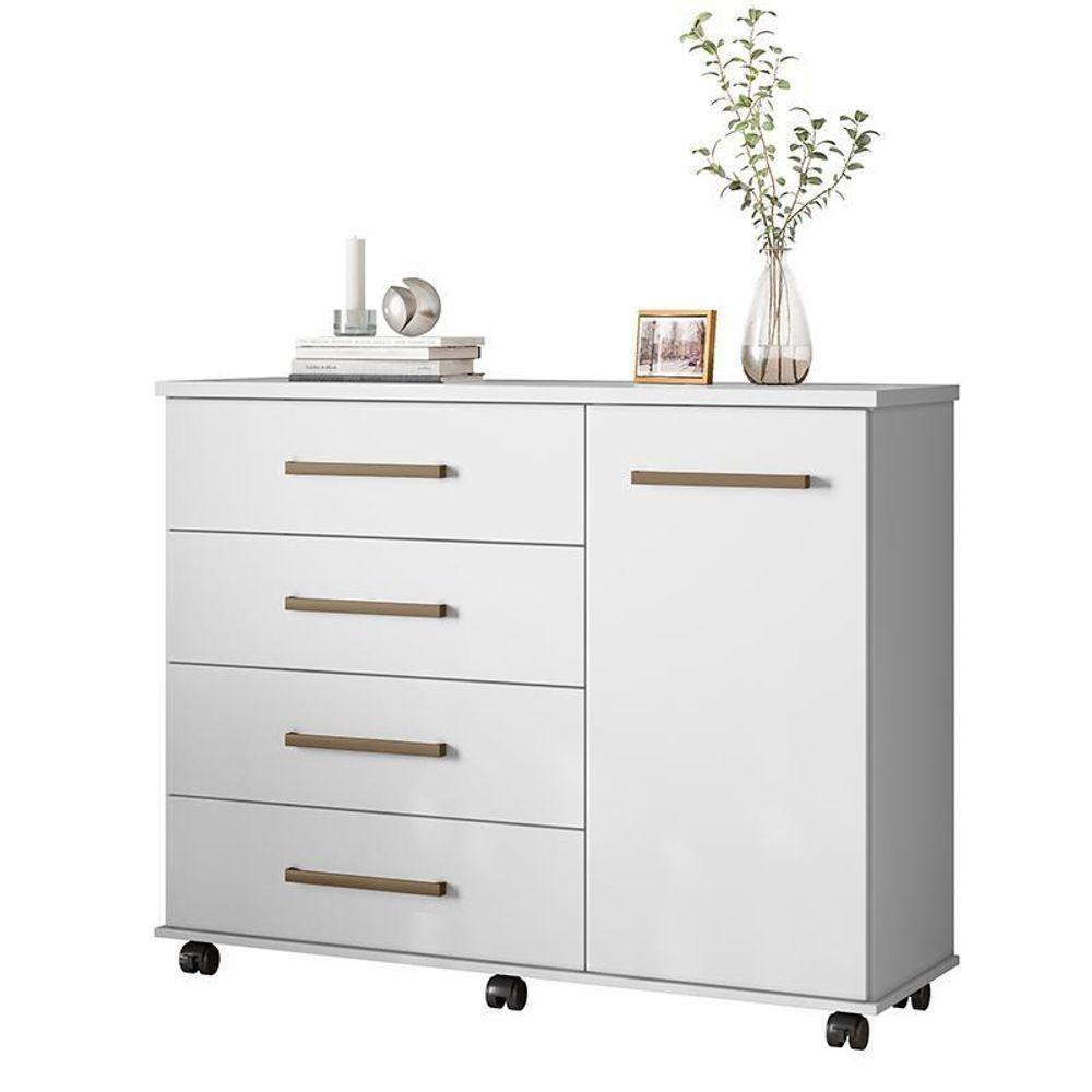 Cômoda Flora 1 Porta E 4 Gavetas Branco - Demóbile Branco - 1