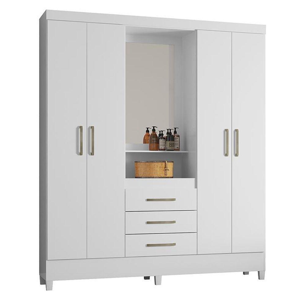 Guarda Roupa Capelinha Pérsia 4 Portas Flex Branco Com Espelho - Demóbile Branco - 1