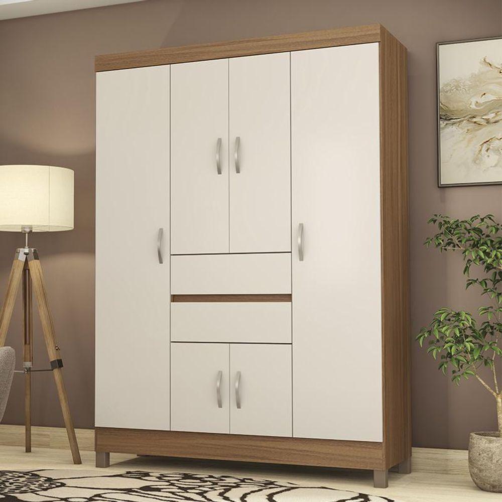 Guarda Roupa Casal Ecom Ii 6 Portas E 2 Gavetas Amêndola Off White - Demóbile Amêndola Off White - 4