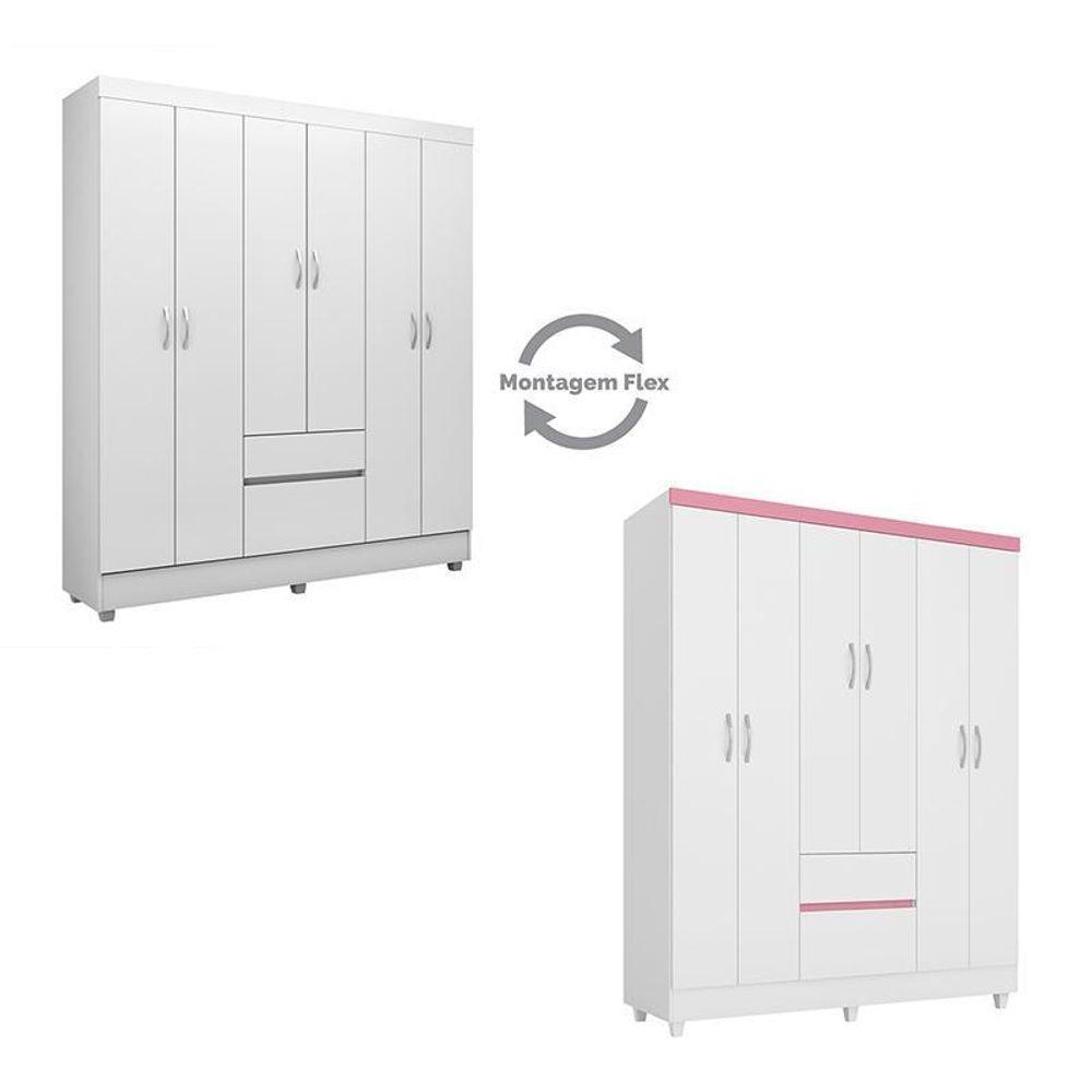 Guarda Roupa Casal Flash Ii 6 Portas E 2 Gavetas Flex Branco - Demóbile Branco - 3