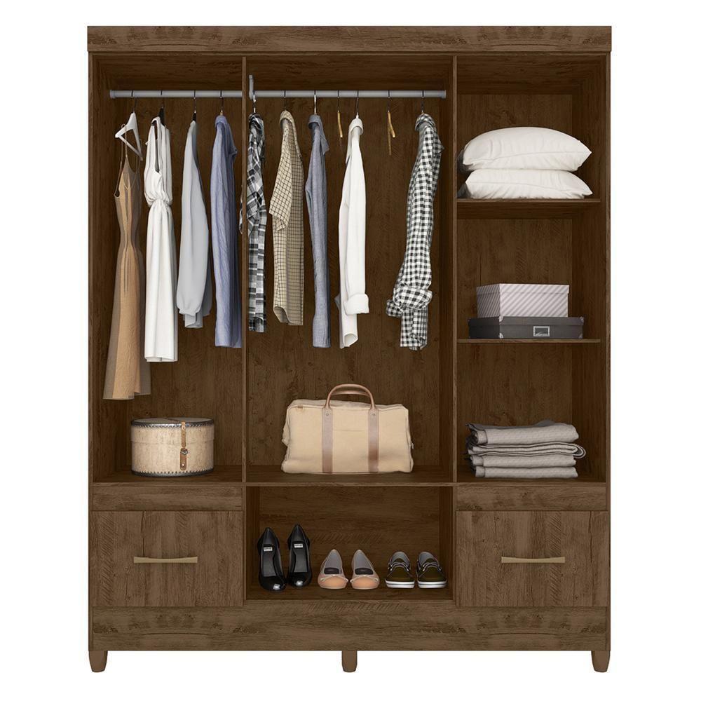 Guarda Roupa Casal Ms912 6 Portas E 2 Gavetas Castanho - Moval Castanho - 3