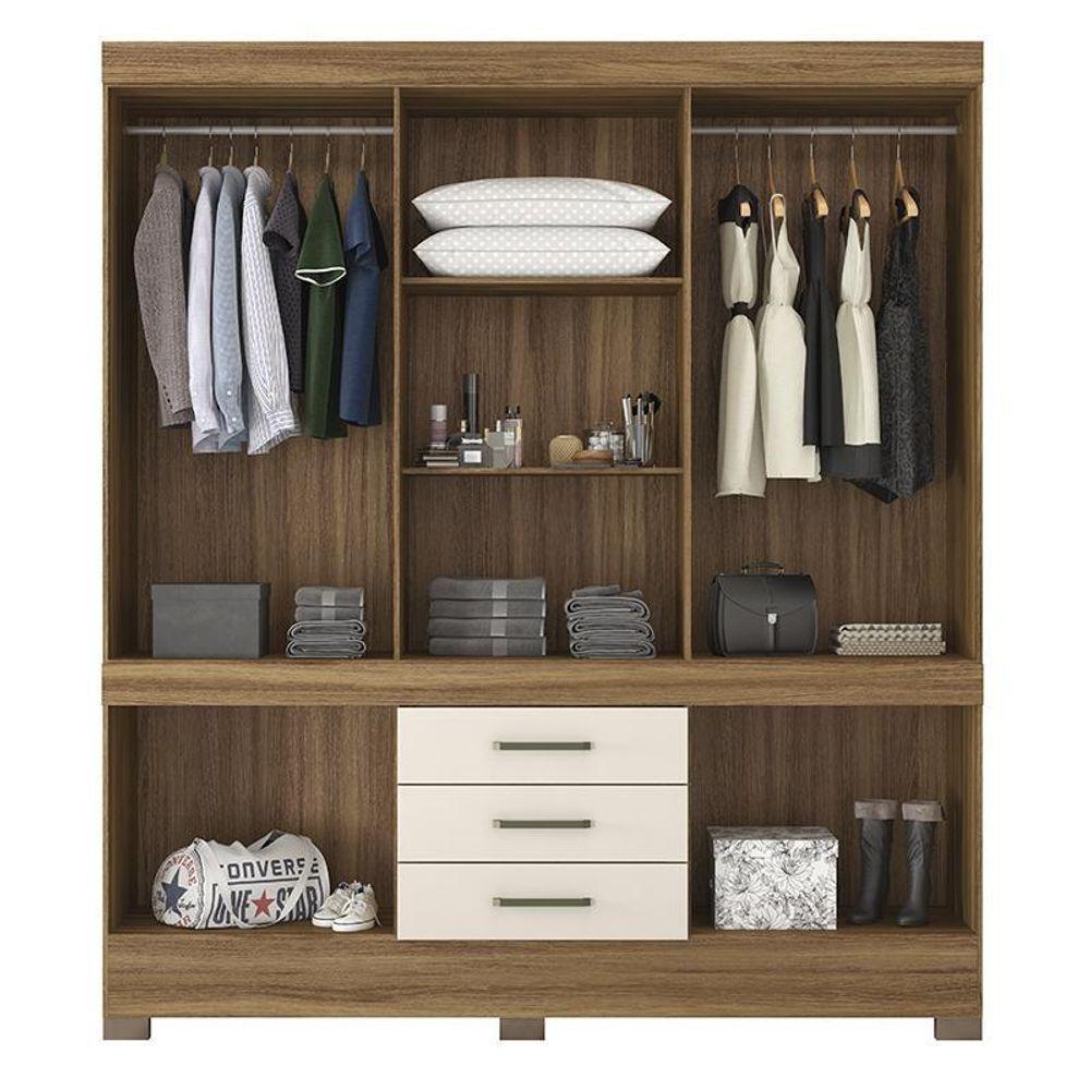 Guarda Roupa Casal New Murano 10 Portas E 3 Gavetas Amêndola Off White - Demóbile Amêndola Off White - 3