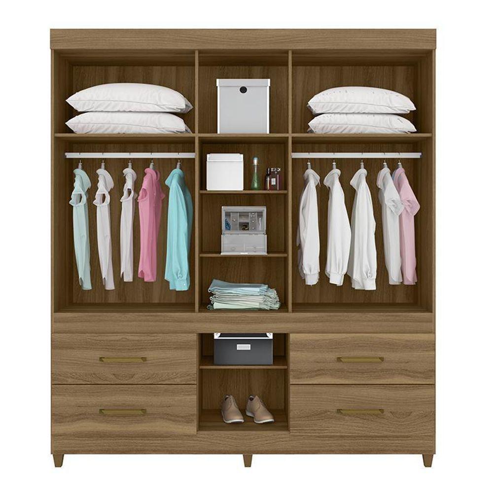 Guarda Roupa Casal Guarujá 6 Portas E 4 Gavetas Amêndola Com Espelho - Demóbile Amêndola - 3