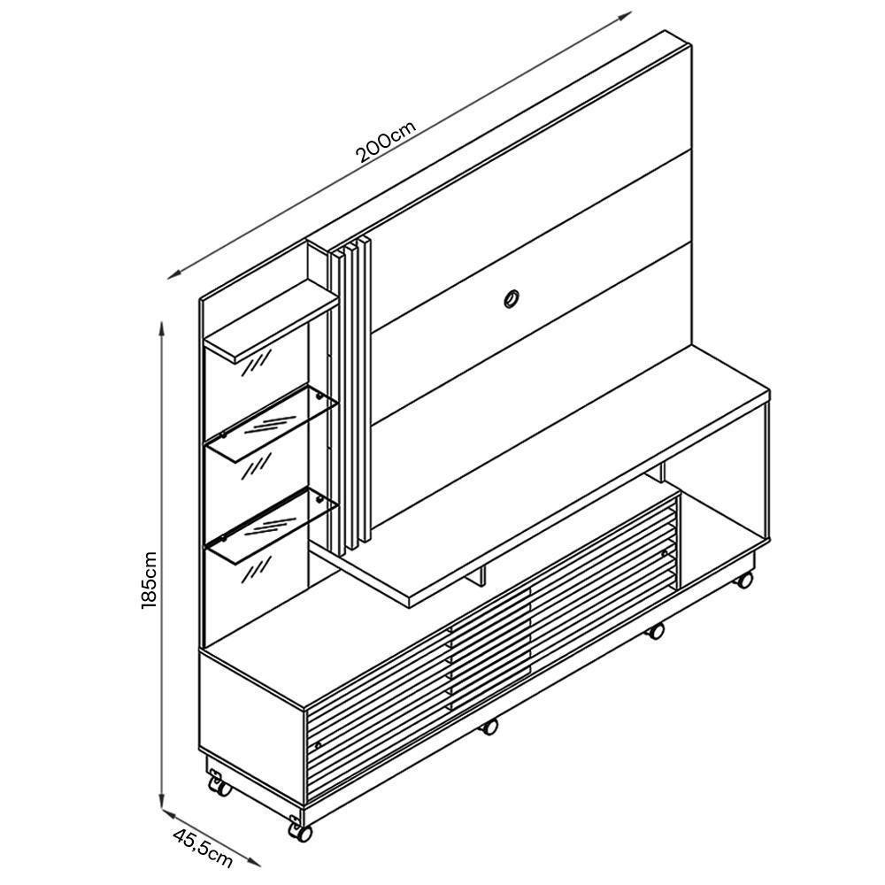 Estante Home Theater Frizz Plus Cinamomo Off White Para Tv Até 60 Com Rodízios - Madetec Cinamomo Off White - 2