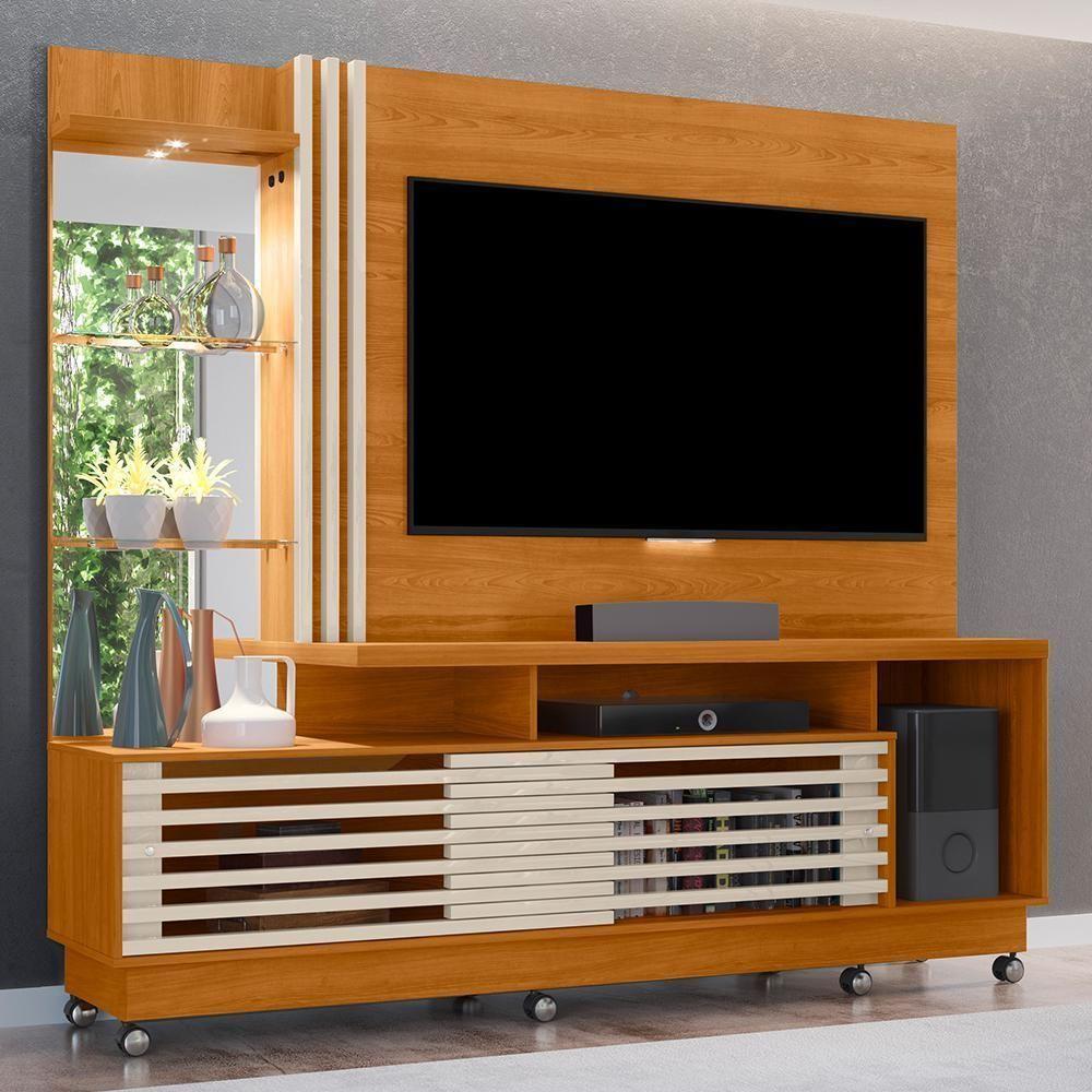 Estante Home Theater Frizz Plus Cinamomo Off White Para Tv Até 60 Com Rodízios - Madetec Cinamomo Off White - 4