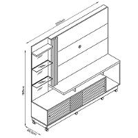 Estante Home Theater Frizz Plus Cinamomo Off White Para Tv Até 60 Com Rodízios - Madetec Cinamomo Off White - 2