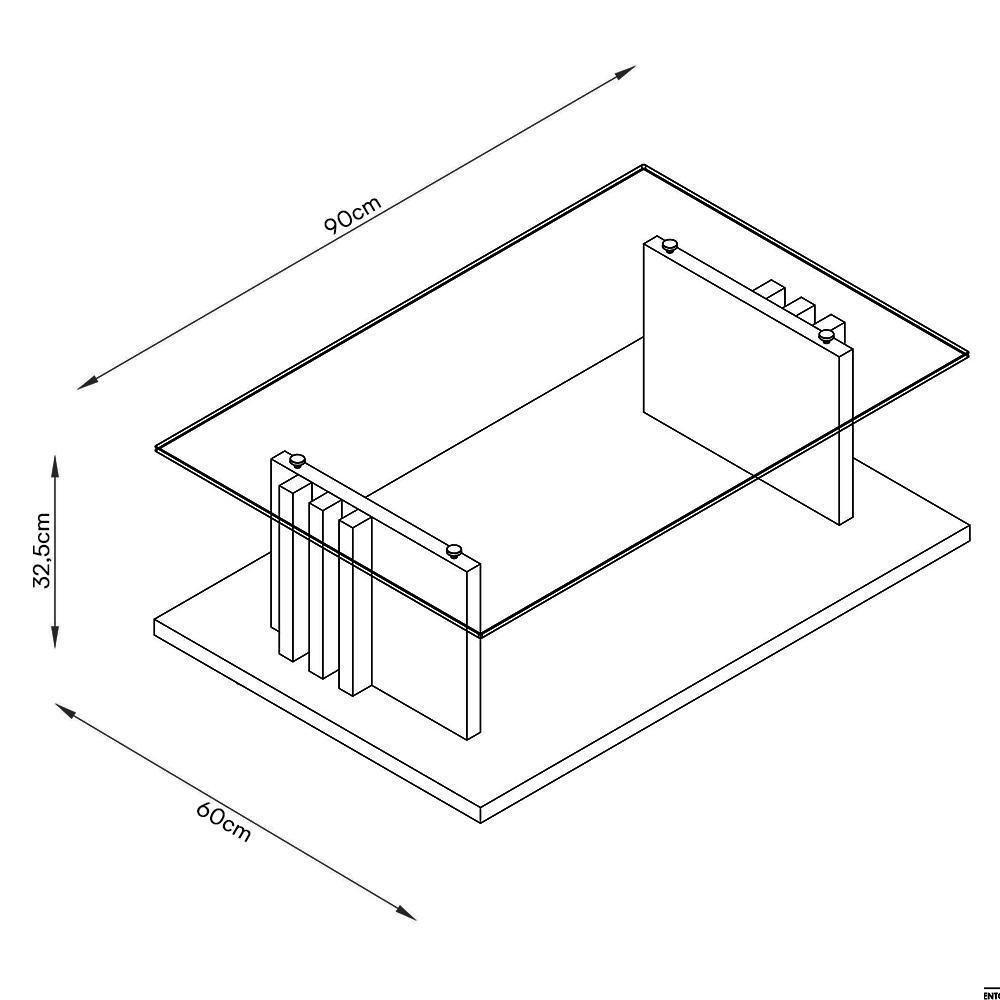 Mesa De Centro Frizz Calacata Off White Com Tampo De Vidro - Madetec Calacata Off White - 2