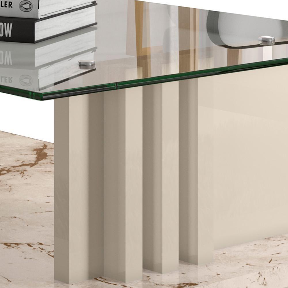 Mesa De Centro Frizz Calacata Off White Com Tampo De Vidro - Madetec Calacata Off White - 3