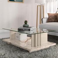 Mesa De Centro Frizz Calacata Off White Com Tampo De Vidro - Madetec Calacata Off White - 4