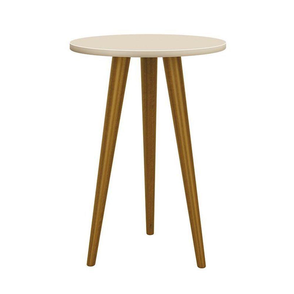 Mesa De Canto Theo Areia Fosco Com Pés Amadeirado - Reller Móveis Areia Fosco - 1