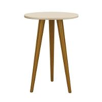 Mesa De Canto Theo Areia Fosco Com Pés Amadeirado - Reller Móveis Areia Fosco - 1