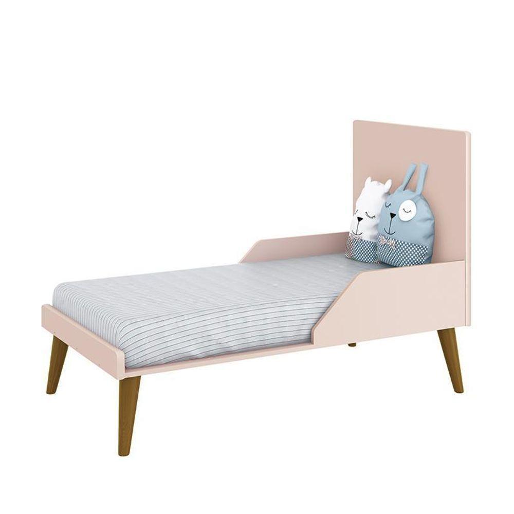 Jogo De Quarto Infantil Theo Retrô Cômoda 3 Gavetas E Berço Rosa Fosco Com Pés Amadeirado - Reller Móveis Rosa Fosco - 2